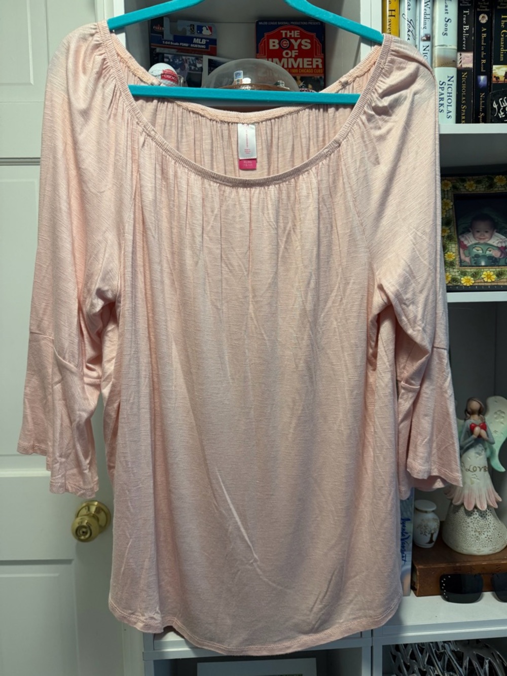 No Boundaries Light Pink Off-Shoulder Tunic Top